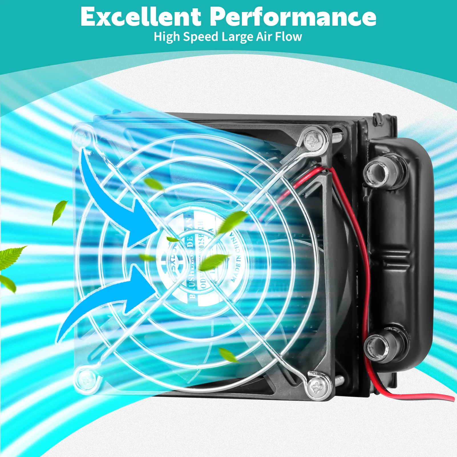 SXDOOL 80mm DIY Water Cooling Radiator Aluminum Heat Exchanger with 80mm Fan, DC12V Black - Efficient CPU & VGA Cooling