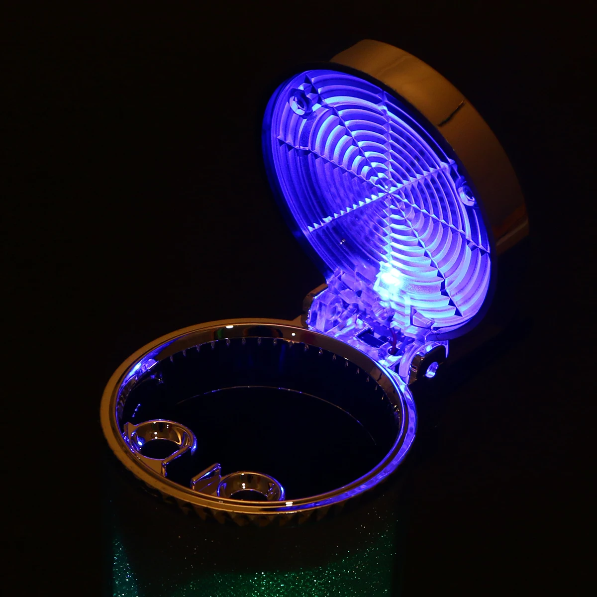 

Led Ashtray Smokeless Portable Cigarette Holder Self-Cleaning Cup Fit Most Car Holders Office Home Silver Cylinder