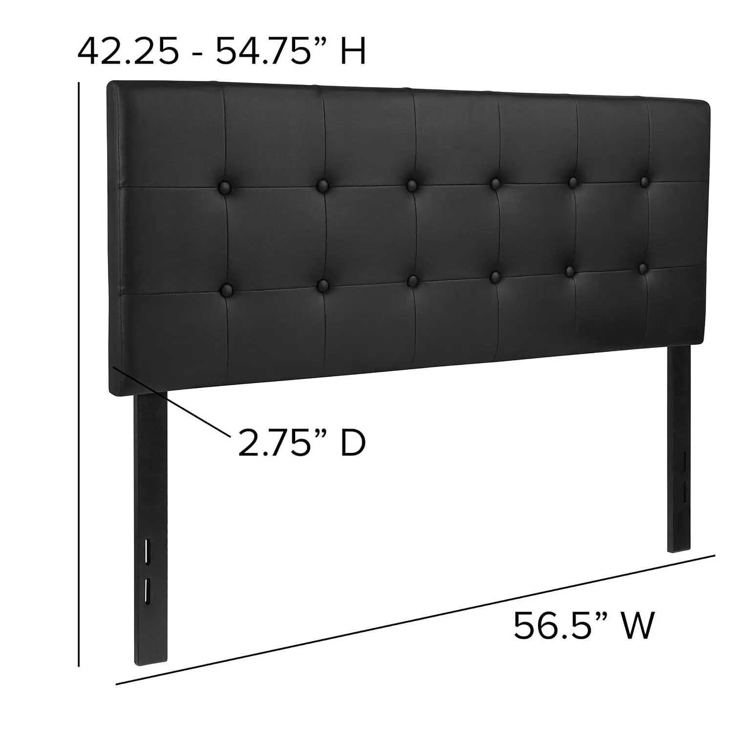 Black Full Button Tufted Headboard, Customized
