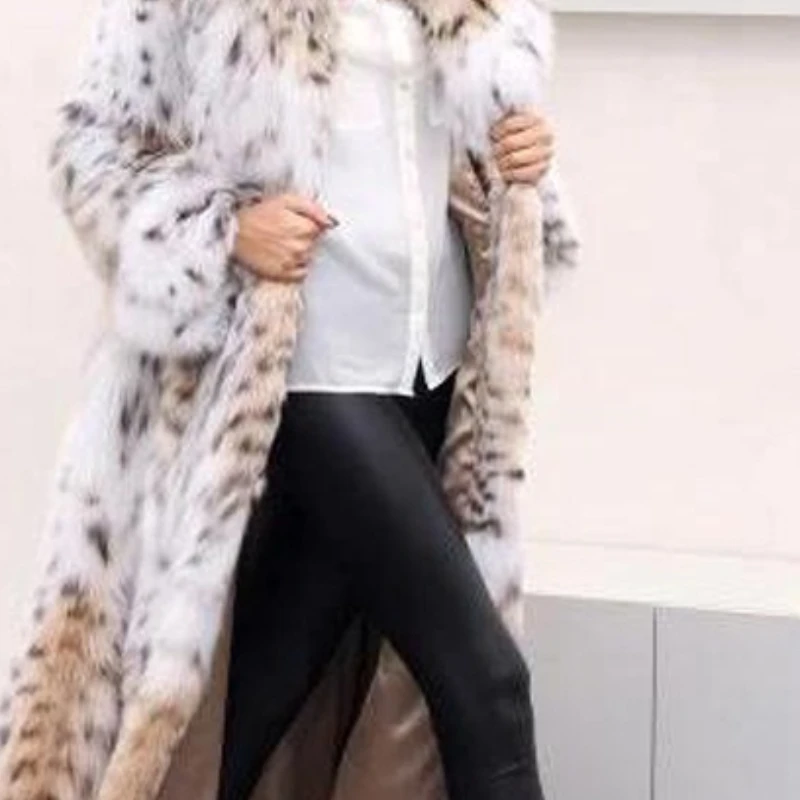 Women's Autumn/Winter Top Coat Faux Fur Leopard Print Warm Comfortable Loose Casual Design Fashion Advanced Soft Niche Versatile