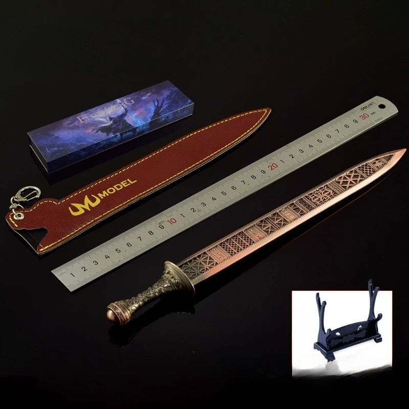 30 ซม./11.81 นิ้วเอลเดนเกมอาวุธต่อพ่วงรุ่นโลหะหัตถกรรมเครื่องประดับโอเฮดาบบ็อกซ์ของขวัญรุ่นเครื่องประดับคอลเลกชันเดสก์ท็อป