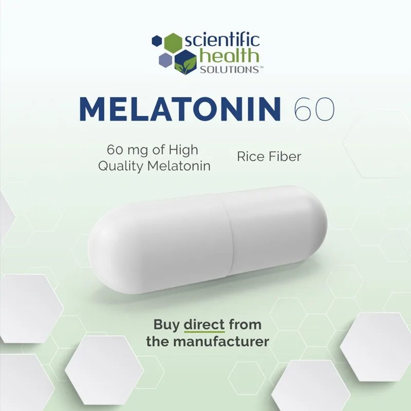 Melatonin 60 mg | hoch dosierte, leicht zu schluckende Kapseln | vegetarisch, ohne GVO, gluten frei |