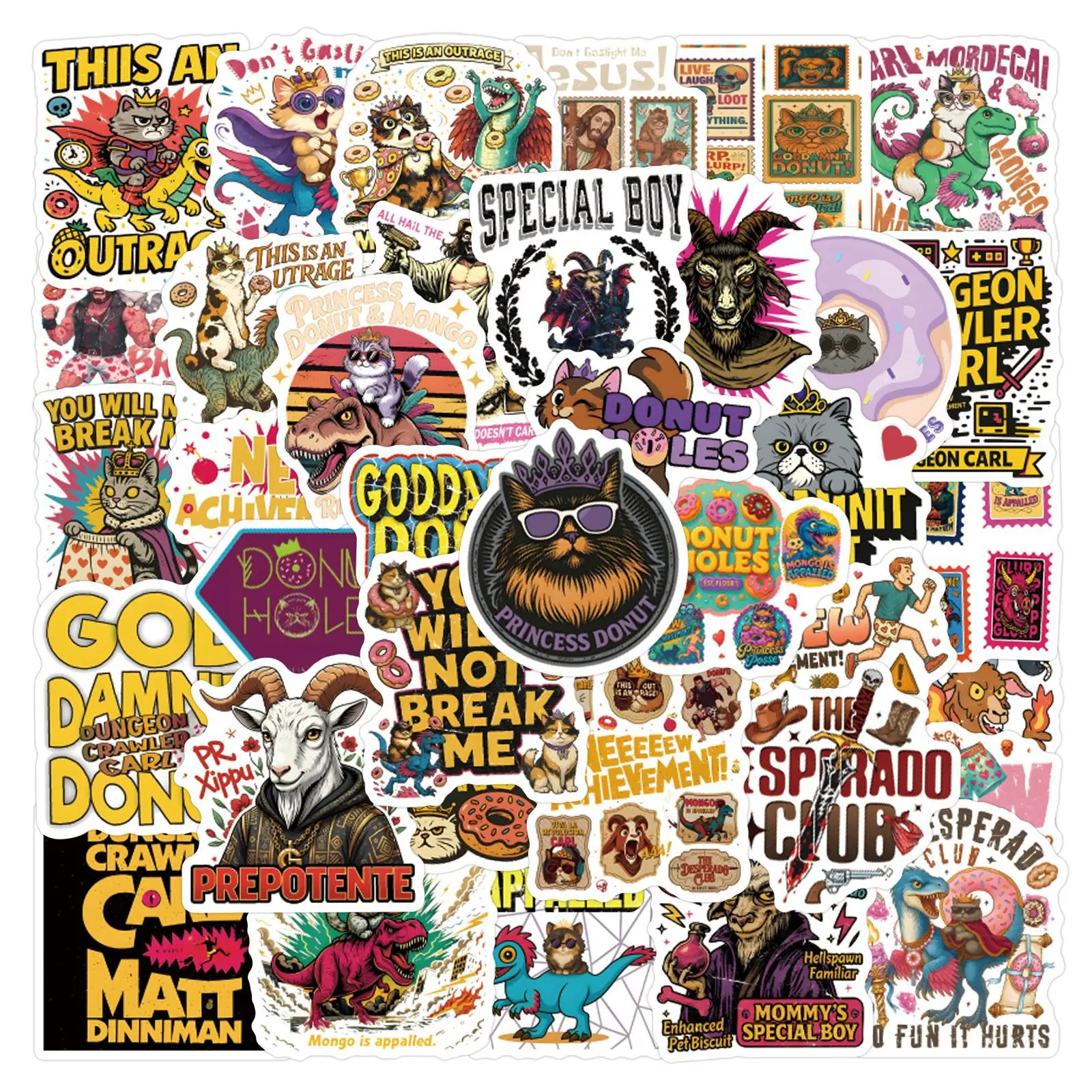 50 Adesivos de Vinil Impermeáveis Dungeon Crawler Carl para Laptop, Capa de Celular, Caderno, Garrafa de Água - Adesivos DIY