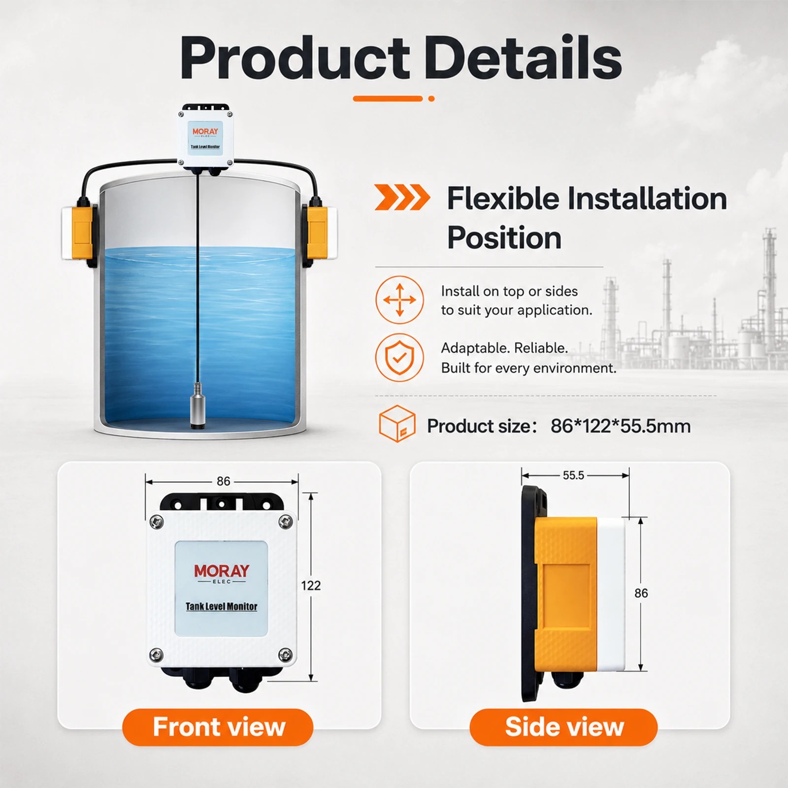 ME202WSP 5m Smart Home High-Precision WiFi Sensor with Solar Panel Power App Remote Control Water Level Sensor