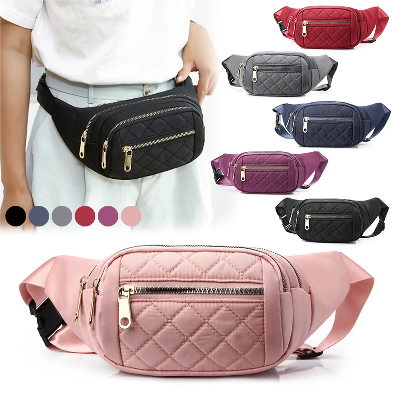 Women Plaid Waist Bag Female Oxford Waterproof Belt Bags Designer Crossbody Chest Bag Ladies Fashion Fanny Pack Banana Hip Purse