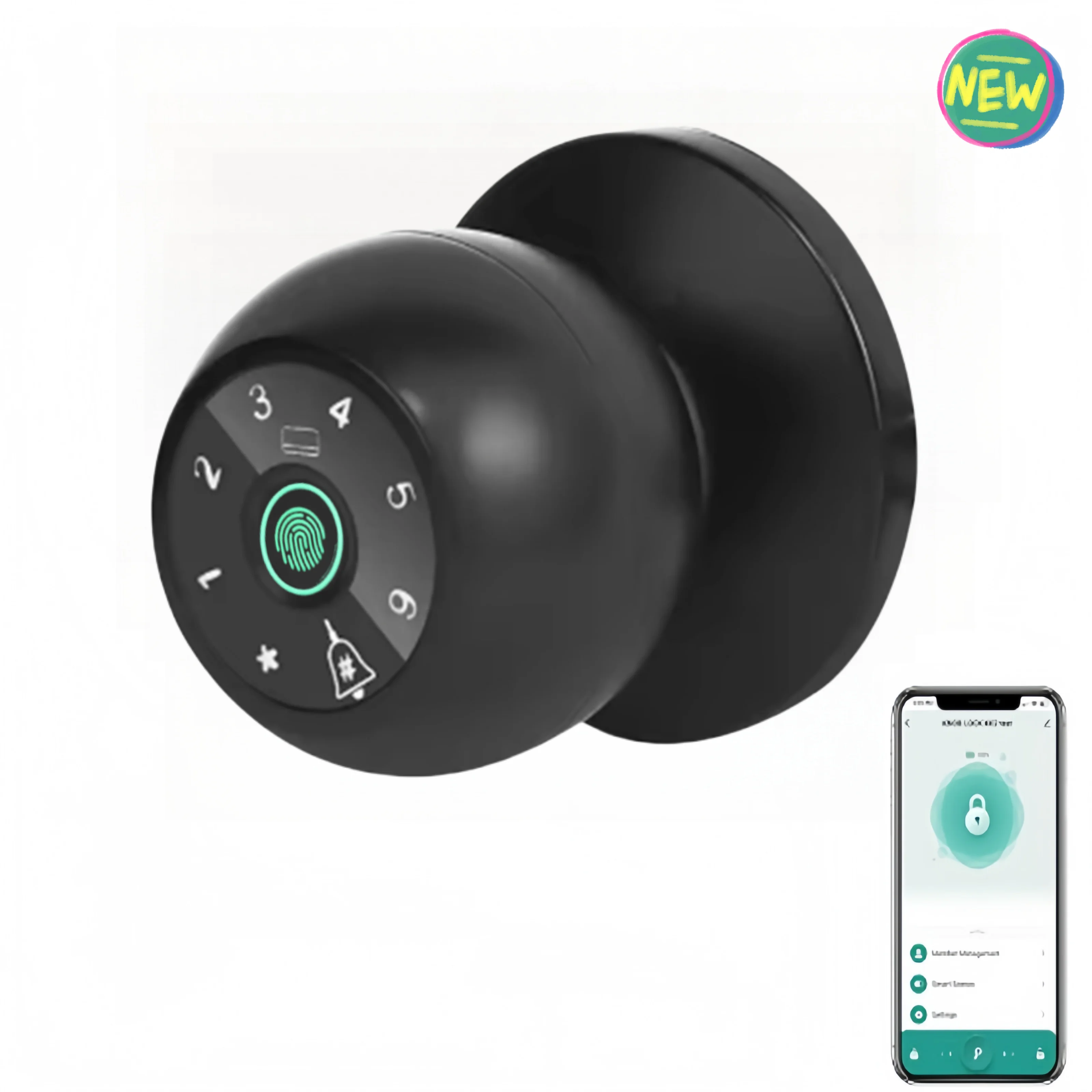 

Tuya Smart Door lock Remote Control Smart Fingerprint Password IC Card Ball Lock Dead Bolt For Indoor Home Wooden Metal Door