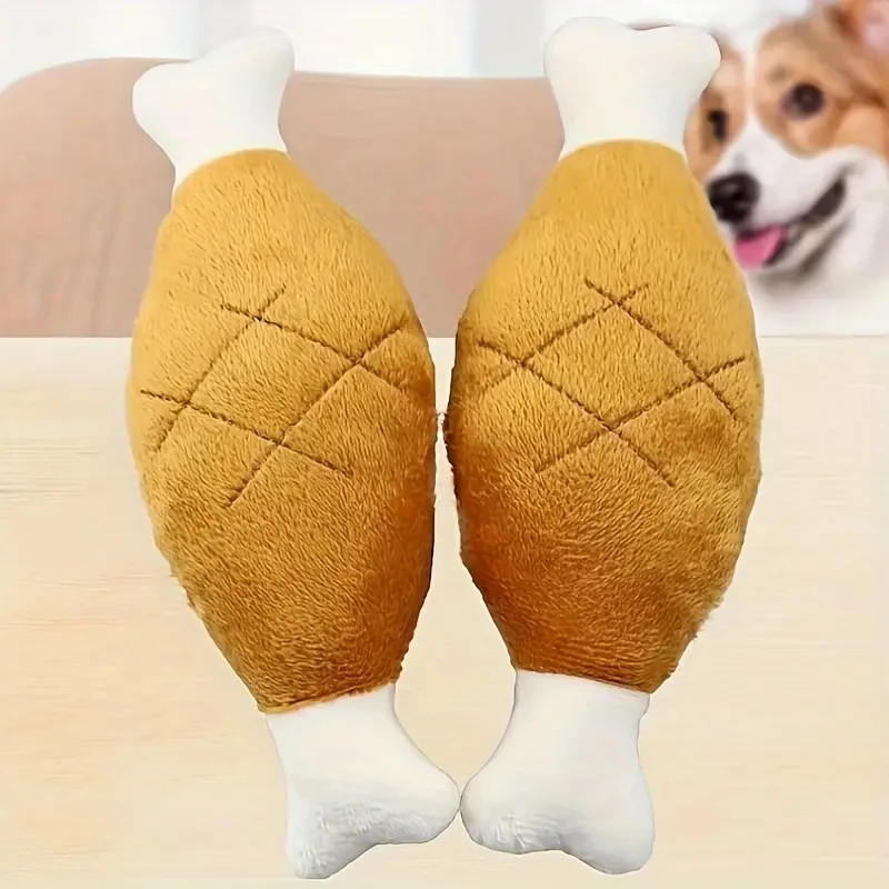 1pc Chicken Leg Design Pet Grinding Teeth Squeaky Plush Toy, ChewingToy For Dog Interactive supply