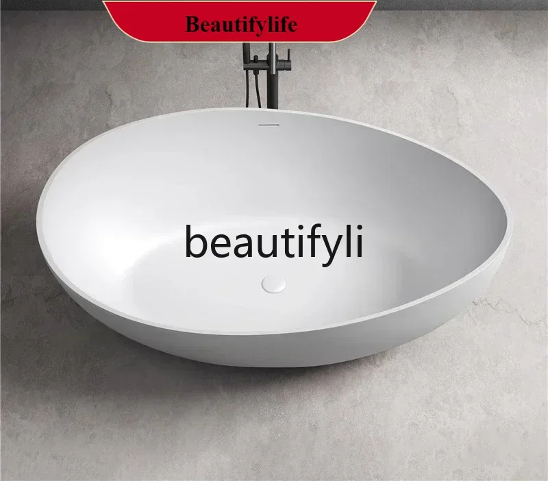 

F18 Seamless freestanding artificial stone bathtub for home use, double hotel bathtubAsmt