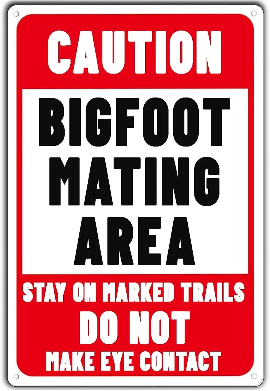 Bigfoot Metal Decor Metal Tin Sign,Caution Bigfoot Mating Area Stay On Marked Trails Do Not Make Eye Contact Warning Wall P sign