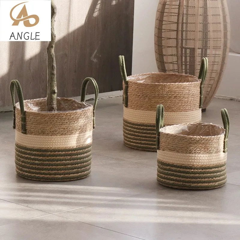 

Natural Wicker Basket For Planter Bamboo Seagrass Storage Baskets Rattan Flower Pot Toy Holders Home Garden Decor