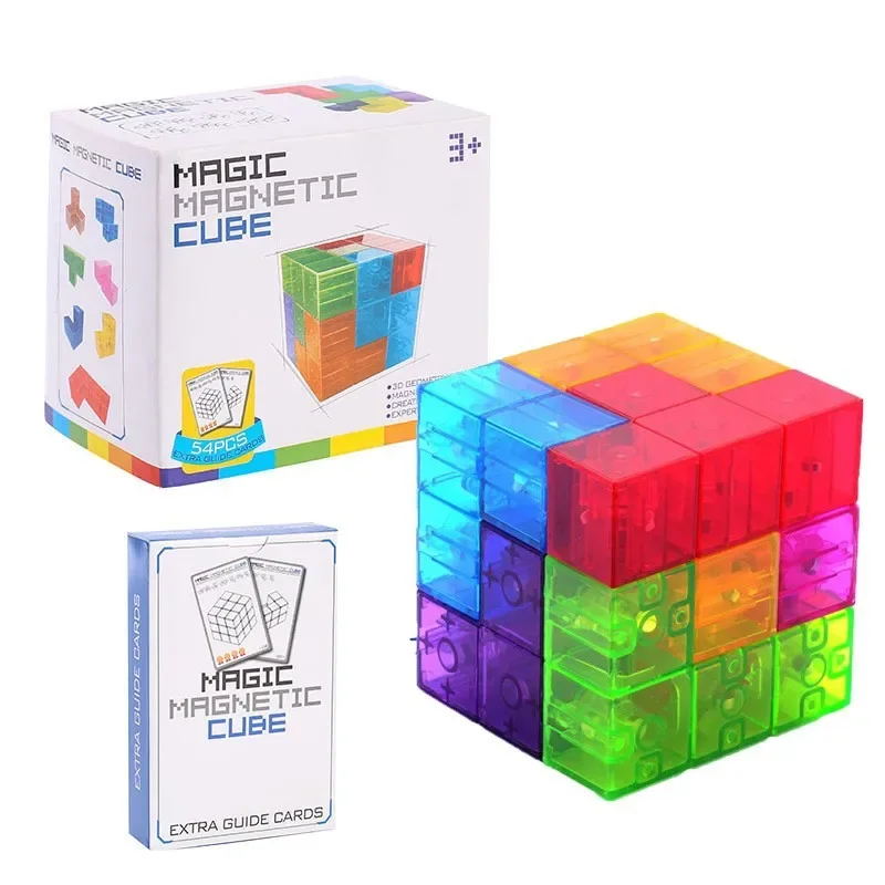 7 pezzi di blocchi magnetici per bambini puzzle giocattoli blocchi magnetici trasparenti a colori per bambini di età compresa tra 3 e 8 anni