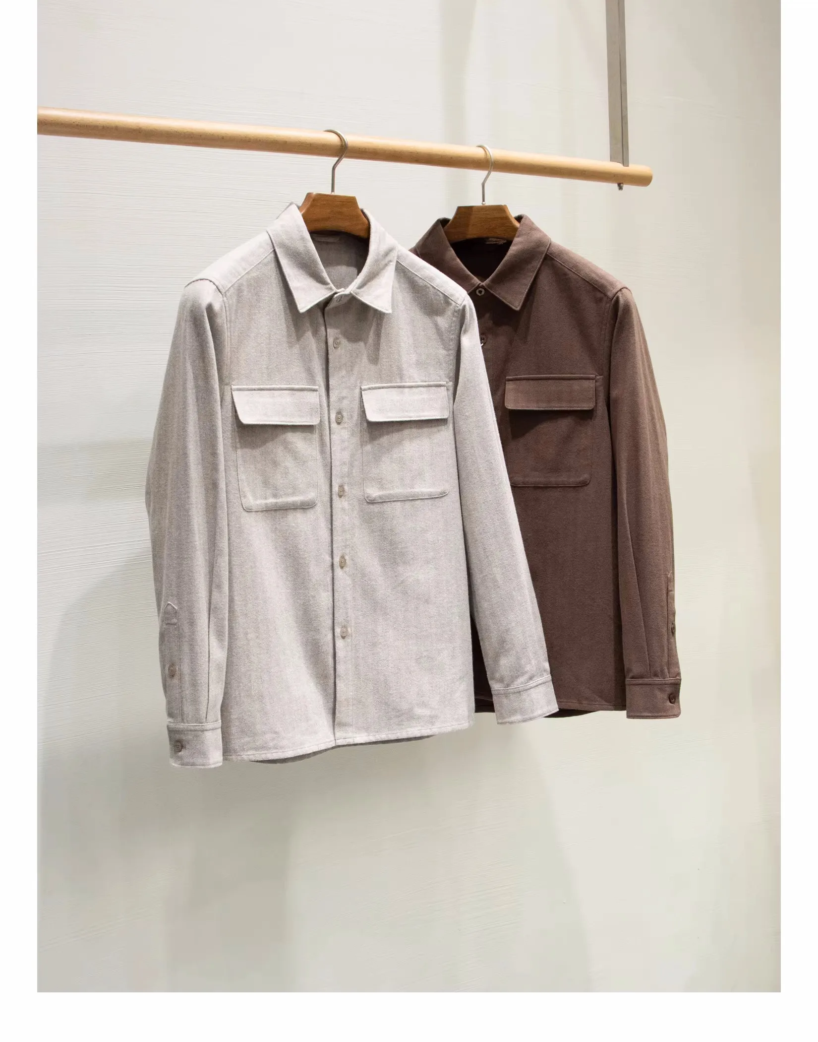 

Herringbone pattern long staple cotton blend, cow hair abrasion, thickened workwear, flannel shirt jacket for men