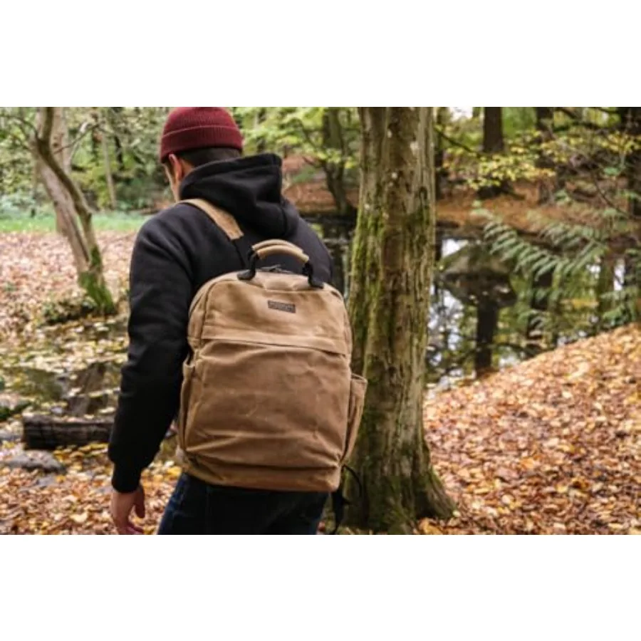 حقيبة ظهر من القماش المشمع من Readywares حقيبة ظهر متينة مع حقيبة كمبيوتر محمول مقاومة للماء حقيبة سفر للعمل والتنقل المدرسي أو الخارجي