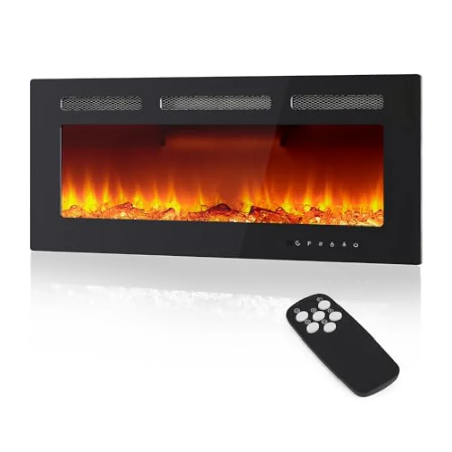 

36-Inch Recessed Wall Mounted Electric Fireplace for Indoor Heating with Remote Control and Touch Screen Display Offers 750W/15