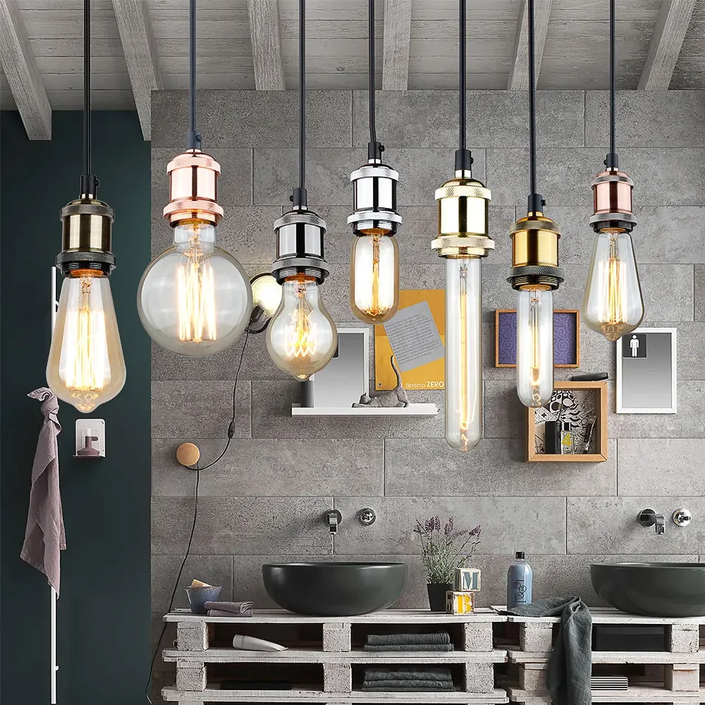 Vintage Edison Lamp Base Pendant light E27 Screw Bulb base Aluminum Light Socket Industrial Retro Fittings lamp holder Fixture