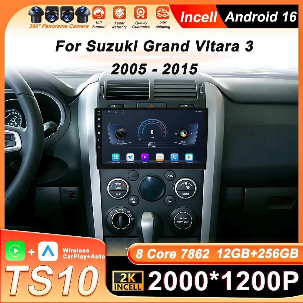 

2din Android 16 Car Radio Multimedia Player For Suzuki Grand Vitara 3 2005 2012 2013 2014 2015 Carplay GPS Navigaion 4G Wifi BT