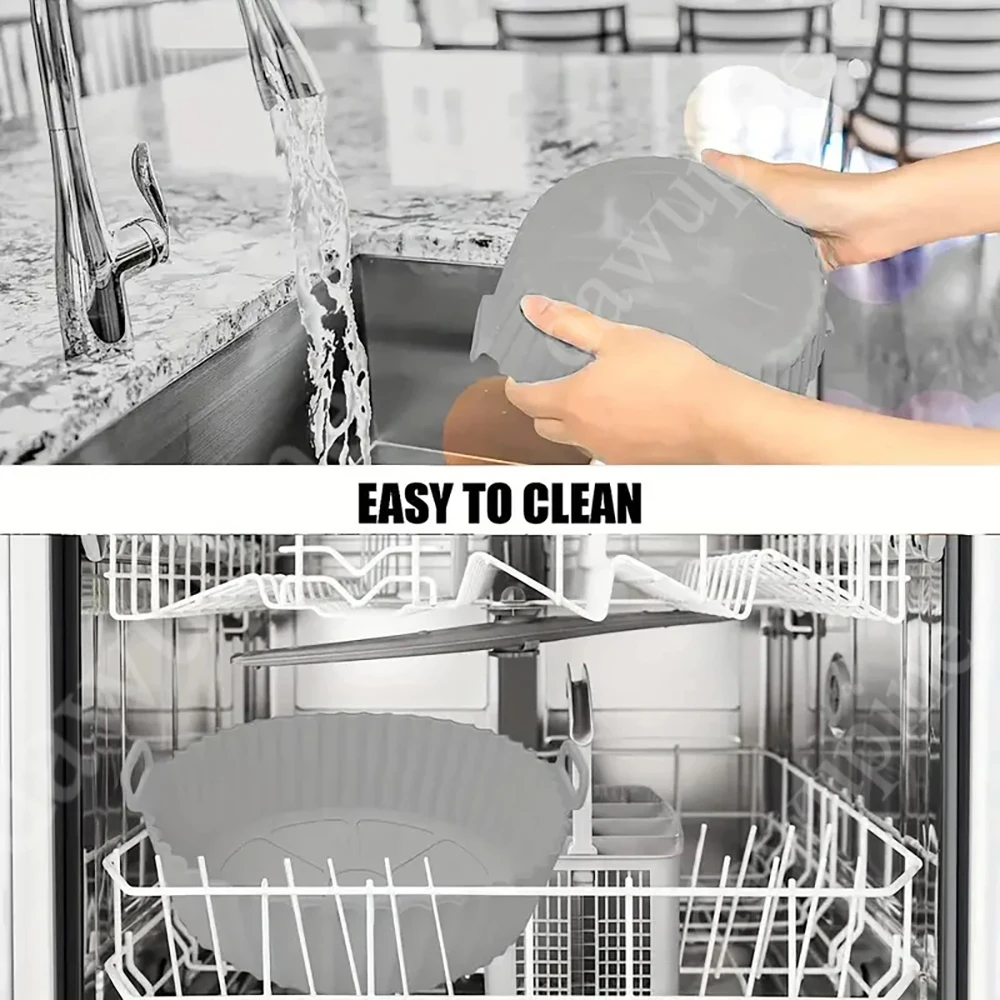 Reusable Air Fryer Silicone Baking Pad Basket Liner BPA Free Double Ear Baking Tray Mold Air Fryer Special Bowl Silicone Mat