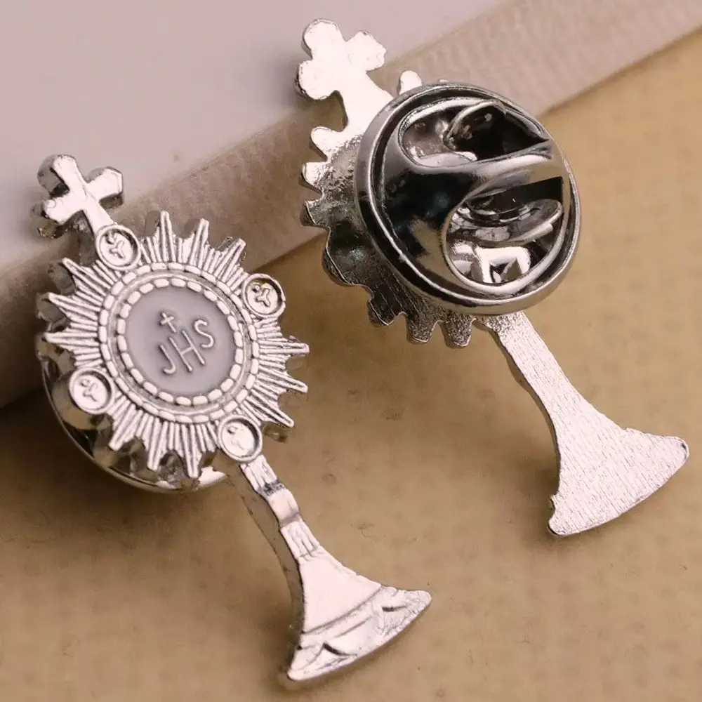 Diyalo 5 unids/lote 2 colores JHS broche de cronógrafo santa Eucaristía cáliz comunión iglesia grupo Pins joyería regalos