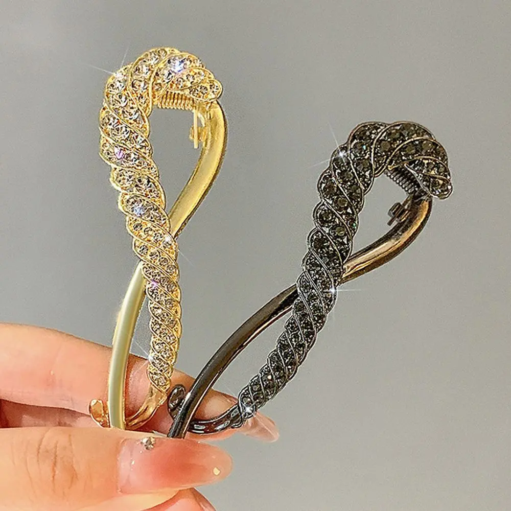 Luxury Rhinestone Banana Clip Hair Accessories Women Girls Exquisite Ponytail Holder Sweet Twist Hairpins