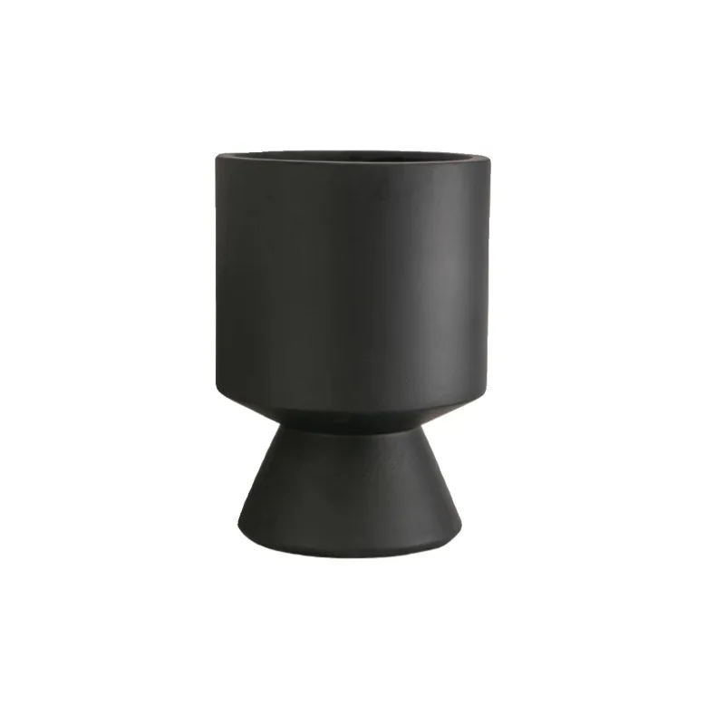 Nordic magnesium mud floor-to-ceiling black diamond flower pot minimalist cup-type soft oversized flower ware living room B & B