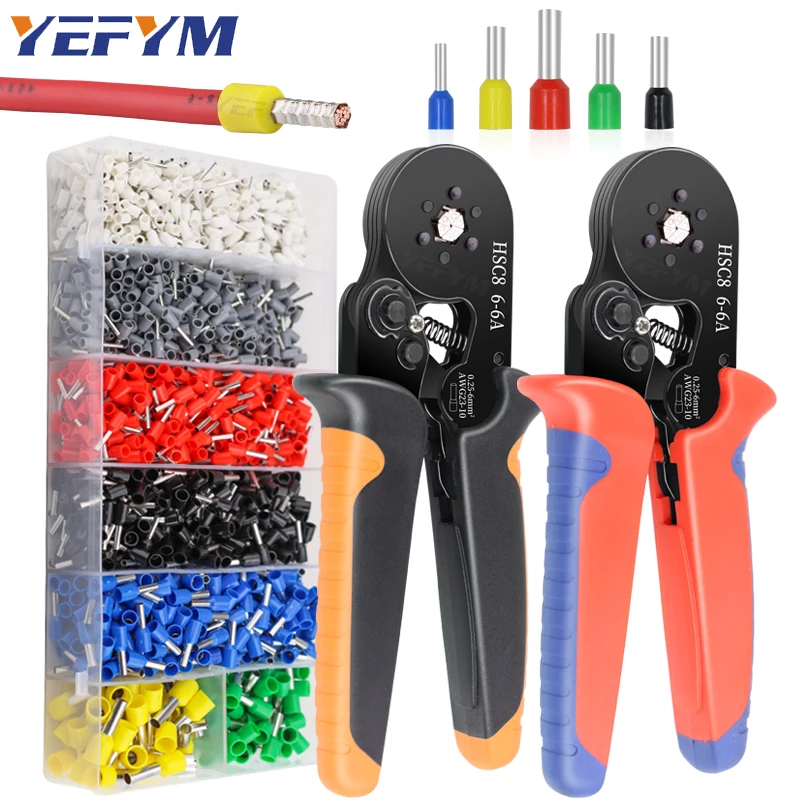 

Hexagonal Ferrule Crimp Tool Wire Ferrule Crimping Tool HSC8 6-6A Self-adjustable Ratcheting Crimper for AWG23-10(0.25-6mm²)