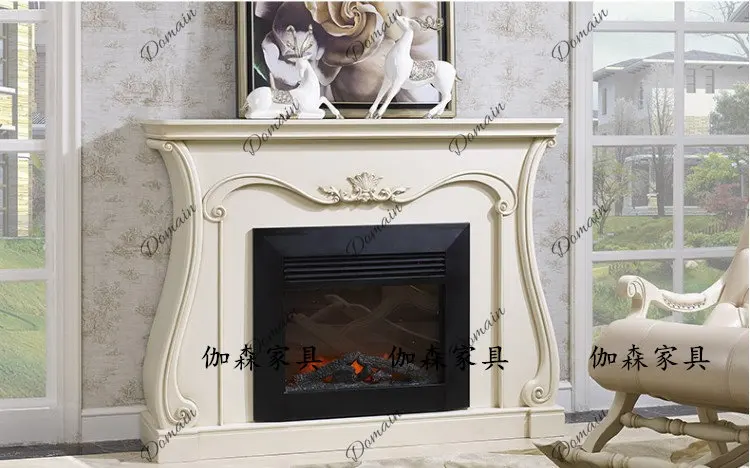 Simple and beautiful light luxury fireplace decorative cabinet solid wood design living room modern carved retro display rack