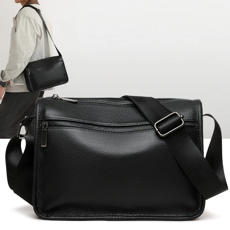 

Мужская новая модная повседневная сумка через плечо из натуральной воловьей кожи, минималистичная сумка-мессенджер большой вместимости для бизнеса, элитная