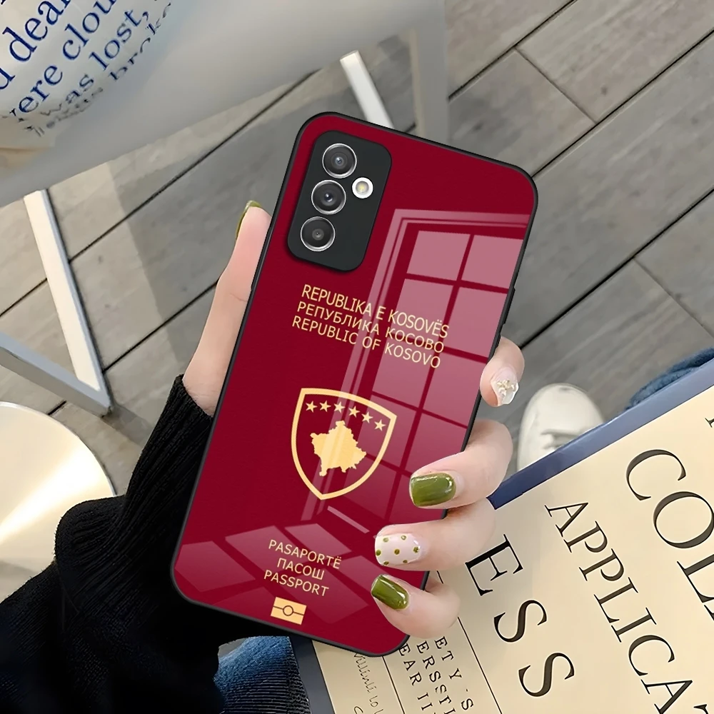 Kosovo Passport Flag Phone Case For Samsung A52 A71 A21 A54 A20 A12 Galaxy A34 A14 A32 M14 S24 S23 S22 S21 S20 FE Glass Cover