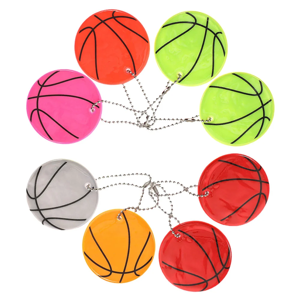 8 Pcs Basketball Pendant Globe Keychain Reflective Glowing Locket Bike Bicycles Reflectors Pvc Lattice Knapsack