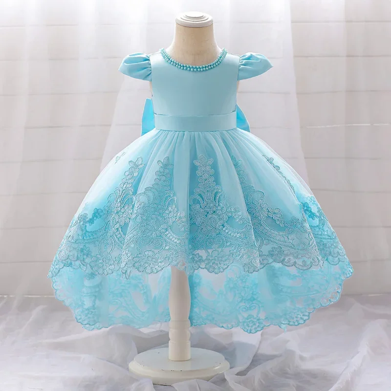 Cosdea Baby Girls Birthday Princess Dress Toddler Clothes Infant Bowknot Lace Flower Girl Party Dresses Kids Trailing Wedding Pr