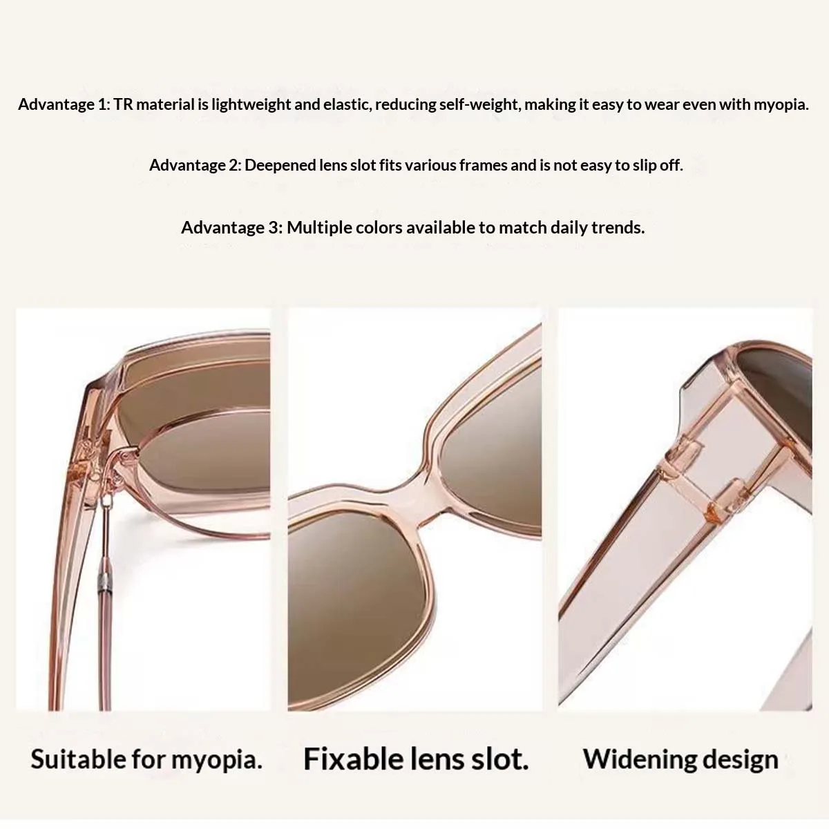 VOPHA Sonnenbrillen zum Aufklippen über Korrekturbrillen, Sonnenbrillen für Damen und Herren T01 – Detail 2