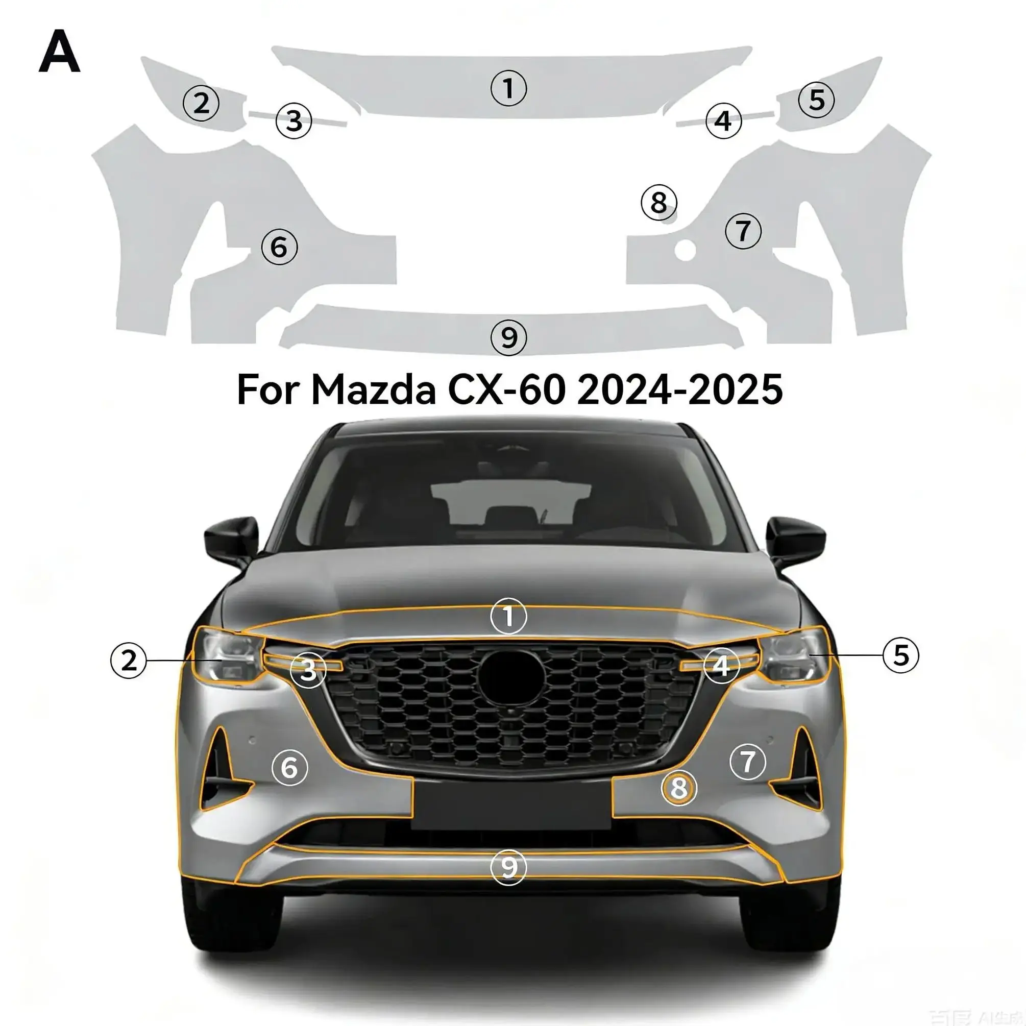 

For Mazda CX-60 2024-2025 TPU Paint Protection Film Self-Healing Matte Clear Bra Pre-cut PPF Car Body Anti-Scratch Resistant