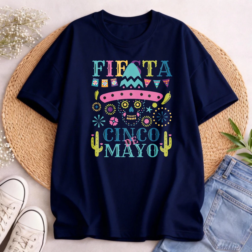 Fiesta Cinco De Mayo Men T-Shirt Cotton Summer Short Sleeve Casual Fashion Top for Party Celebration Gift Unisex