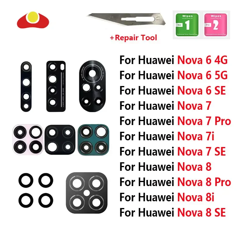 For Huawei Nova 8 7 Pro 8 6 Se Nova 6 4G 5G 7i 8i Rear Camera Glass Lens With Adhesive Sticker Replacement Parts