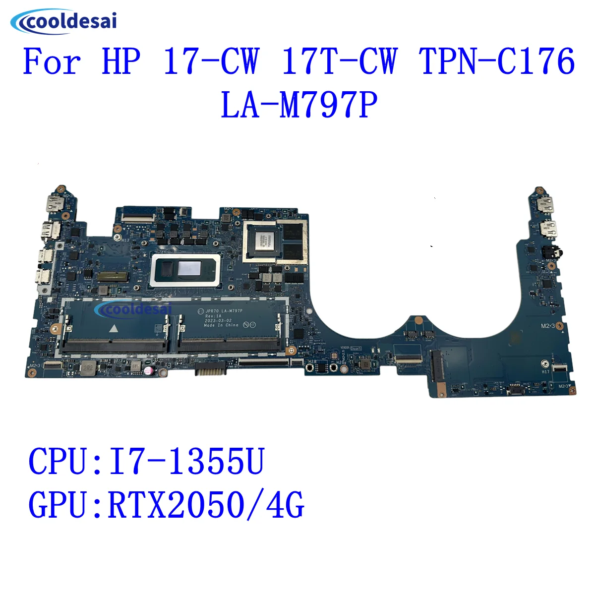 

For HP 17-CW 17T-CW TPN-C176 Laptop Motherboard With I7-1355U CPU GPU RTX2050 4G LA-M797P 100%Tested OK N42845-601