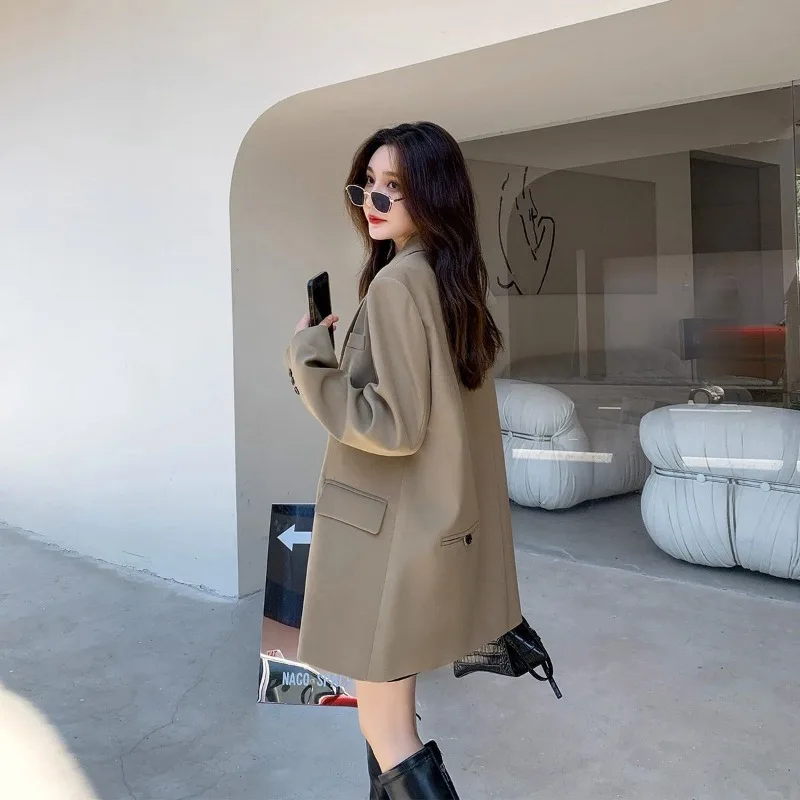 Brand Black Blazer Women Jacket Spring Autumn Long Sleeve Suit Korean Chic Loose Office Lady Clothing Coat Streetwear Buttons