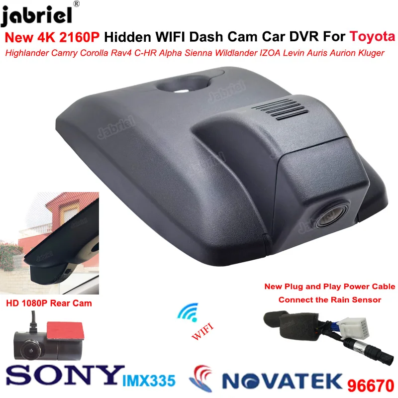 

New 2160P Dash Cam 4K Wifi Car DVR Video Recorder for Toyota Highlander Camry Rav4 CHR Sienna Alphard Corolla Kluger IZOA Kluger