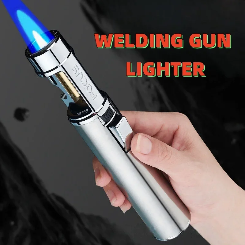 New 1300°Bottle Opener Multifunctional Lighter Metal Windproof Straight Gas Blue Flame Lighter Outdoor BBQ Welding Men's Gift