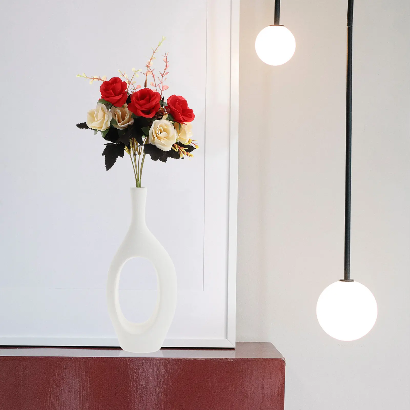 

Unique Ceramic Vase Creative Design Home Office Decor White Color Fine Texture Desktop Flower Arrangement Holder