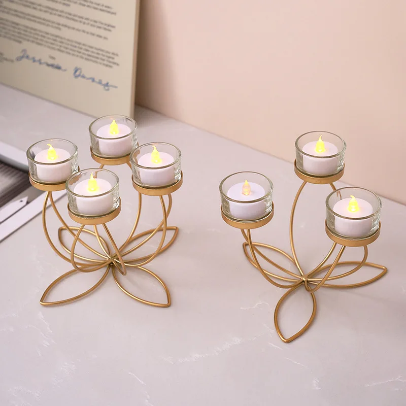 

Iron Candelabra Decorative Centerpiece, Modern Romantic Dinner Table Decor, Creative Ornament for Bedroom Room