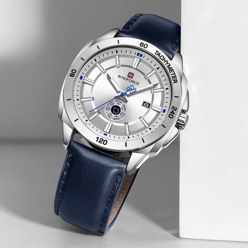 

Мужские часы NAVIFORCE 2026: Новые кварцевые часы с кожаным ремешком, повседневные спортивные наручные часы для мужчин с указанием дня и даты, Montre Hombre Relogio Masculino