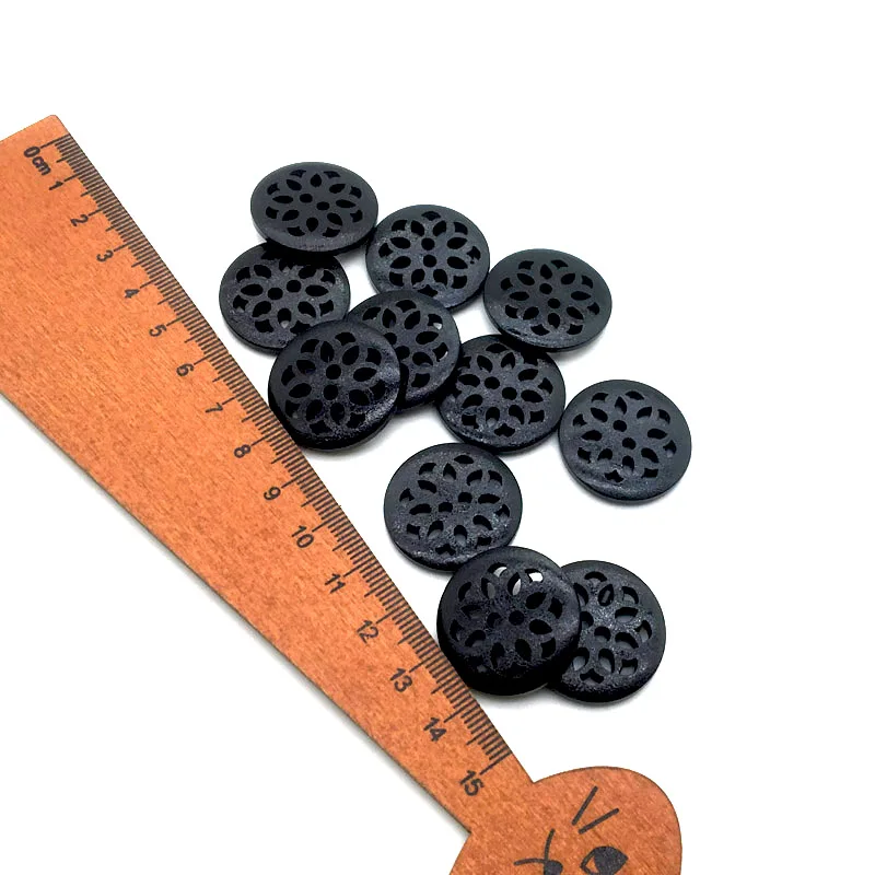 30PCS 25mm Dark Coffee Color Hollow Out 2-holes Round Wooden Buttons For Sewing Clothing Scrapbooking Crafts Home Decor QTG246