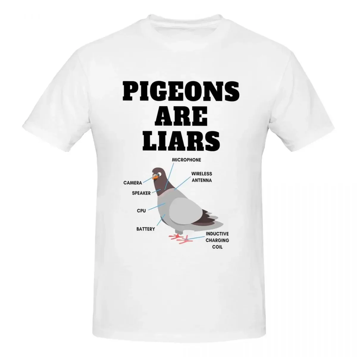 HOT SALE Pigeons Are Liars, Pigeons Arent Real T-shirt Men Fashion Oversized T Shirt Men Round Neck Summer Shirts Tops S-6XL