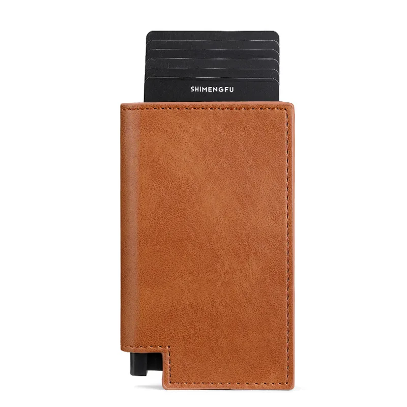

Slim RFID Card Holder Wallet - Men Women Business ID Card Case Leather Money Clip Purse Thin Bank Card Storage Bag