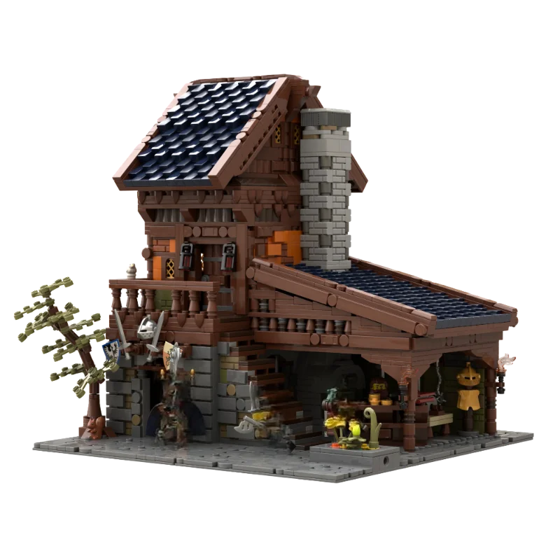 القرون الوسطى وحدات العمارة سلسلة حداد فورج MOC بنة التكنولوجيا نموذج لتقوم بها بنفسك لعبة الطوب هدية الكريسماس