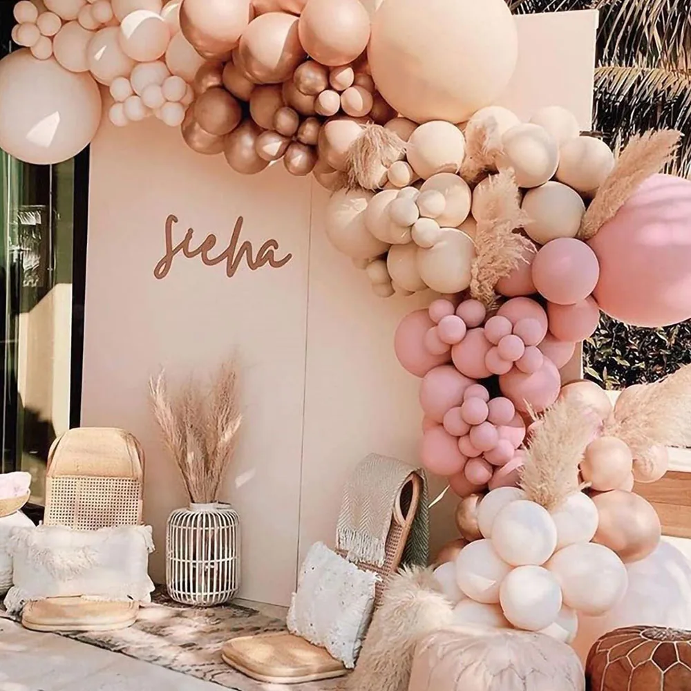 

135Pcs Peach Sand White Champagne Balloon Garland Kit Arch for valentines day decor Baby Shower Birthday Party Ballon Wall