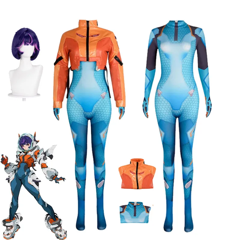لعبة OW 2 Overwatch جونو أزياء تنكرية بدلة شعر مستعار مجموعة كاملة دعم البطل ملابس الهالوين كرنفال الزي تيو مينه النساء الفتيات