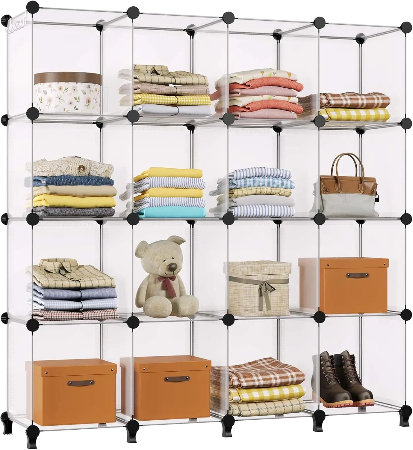 

Closet Organizer and Storage, 16-Cube Storage Organizer, Portable Closet Storage Shelves, Clothing Storage for Kids