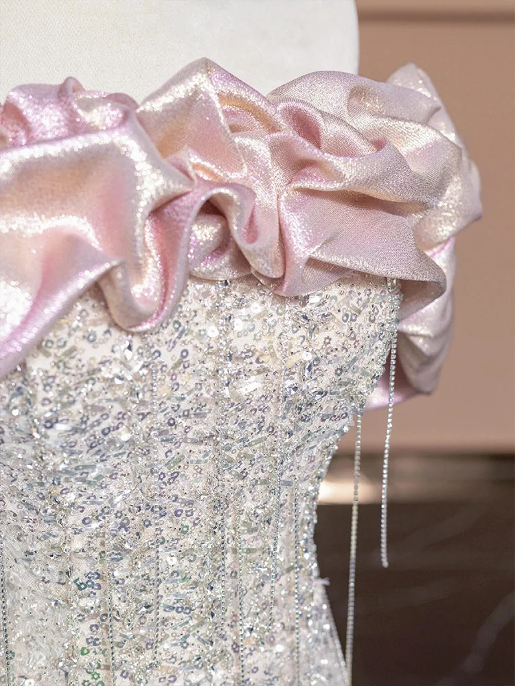 Ele One-shoulder Fi-Tail avondjurk voor bruiloft verjaardag Par bruidsjurk gastheer luxe sensatie lang Dr