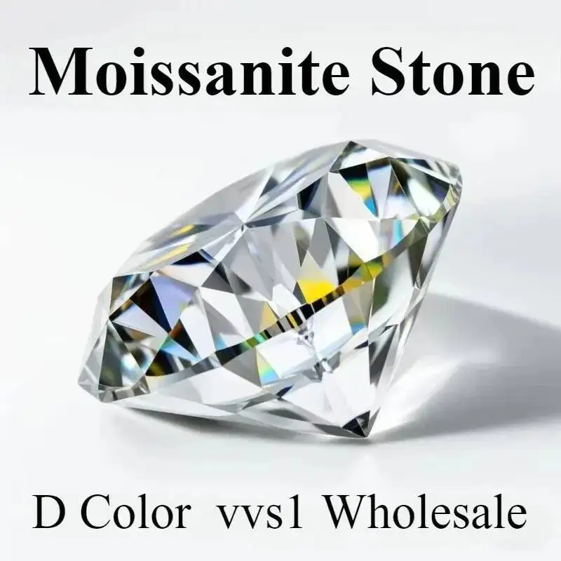 Moissanite Stone Loose Round Cut D Color VVS1 Pass Diamond Tester Gemstone For DIY Jewelry Making With GRA Certificate